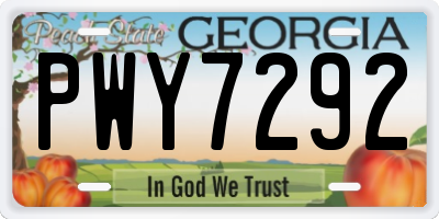 GA license plate PWY7292