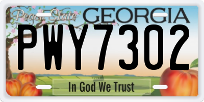 GA license plate PWY7302