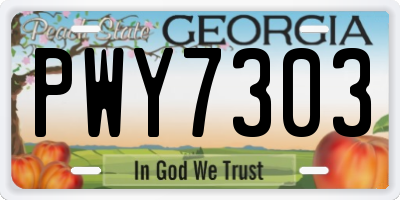 GA license plate PWY7303