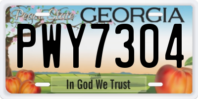 GA license plate PWY7304