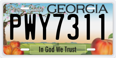 GA license plate PWY7311