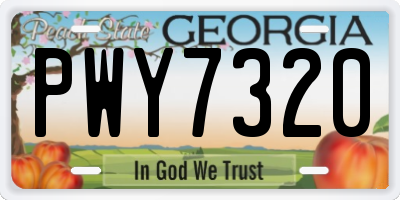 GA license plate PWY7320