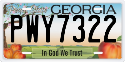 GA license plate PWY7322