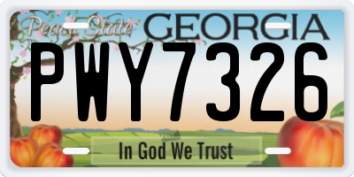 GA license plate PWY7326