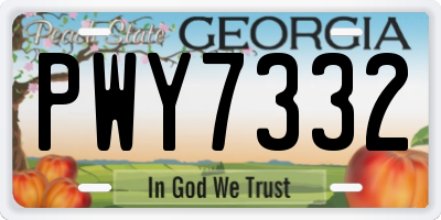 GA license plate PWY7332