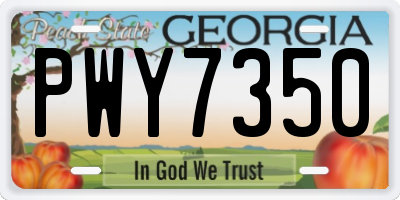 GA license plate PWY7350