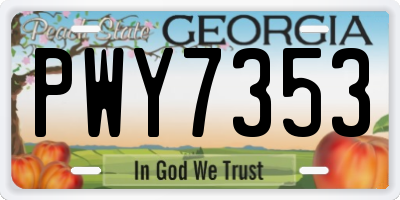GA license plate PWY7353