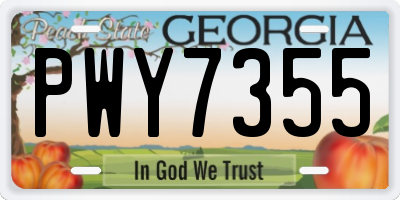 GA license plate PWY7355