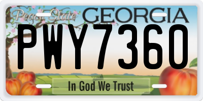 GA license plate PWY7360
