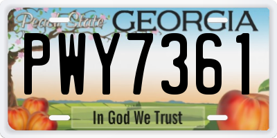 GA license plate PWY7361