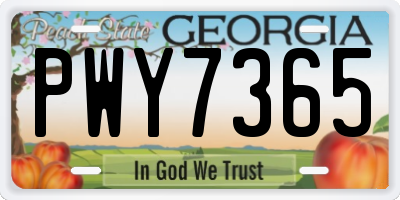 GA license plate PWY7365