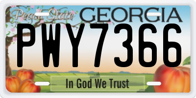GA license plate PWY7366