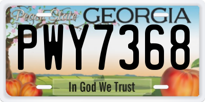 GA license plate PWY7368