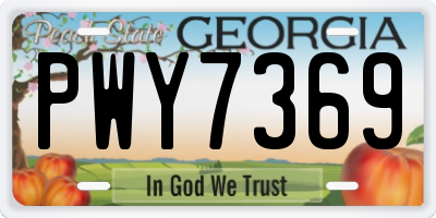 GA license plate PWY7369