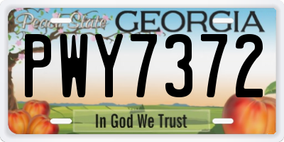 GA license plate PWY7372