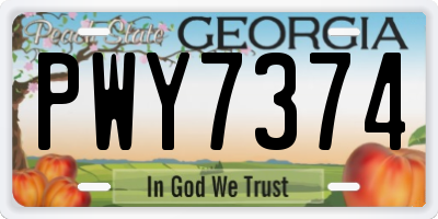 GA license plate PWY7374