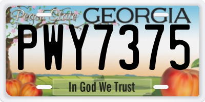 GA license plate PWY7375