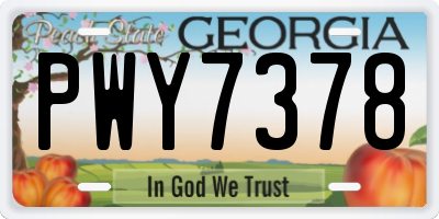GA license plate PWY7378