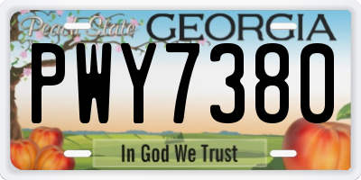 GA license plate PWY7380