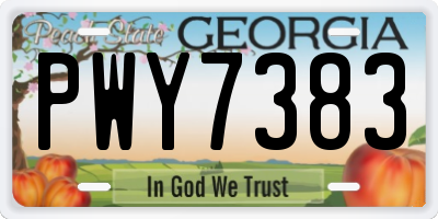 GA license plate PWY7383