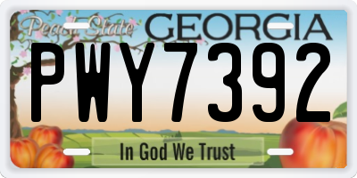 GA license plate PWY7392