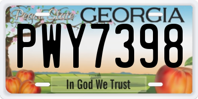 GA license plate PWY7398