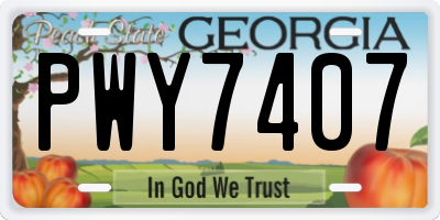 GA license plate PWY7407