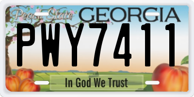 GA license plate PWY7411