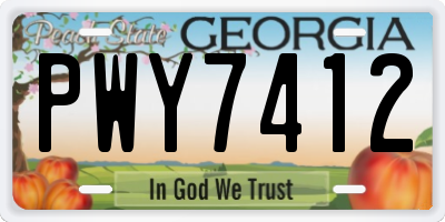 GA license plate PWY7412