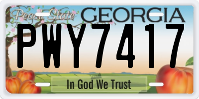 GA license plate PWY7417