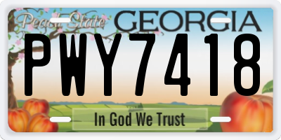GA license plate PWY7418