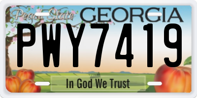 GA license plate PWY7419