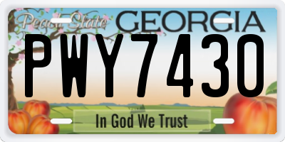 GA license plate PWY7430