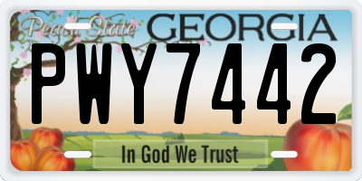 GA license plate PWY7442