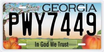 GA license plate PWY7449