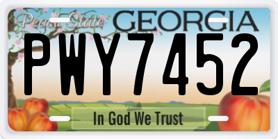 GA license plate PWY7452