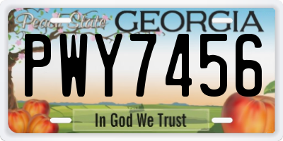 GA license plate PWY7456