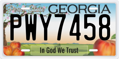 GA license plate PWY7458
