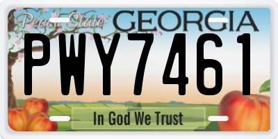 GA license plate PWY7461