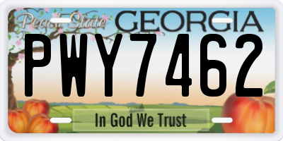 GA license plate PWY7462