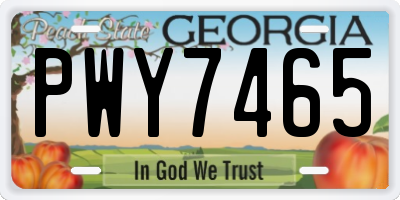GA license plate PWY7465
