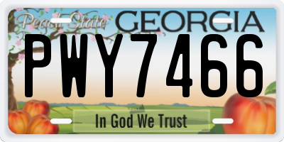 GA license plate PWY7466
