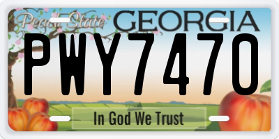 GA license plate PWY7470