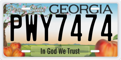GA license plate PWY7474