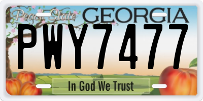 GA license plate PWY7477