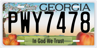 GA license plate PWY7478