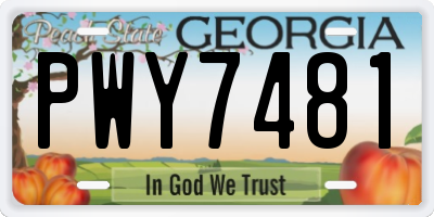 GA license plate PWY7481