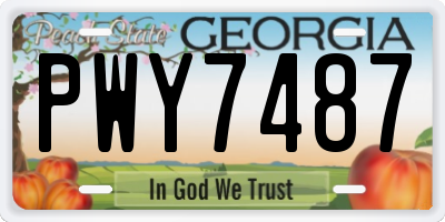GA license plate PWY7487