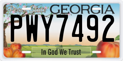 GA license plate PWY7492