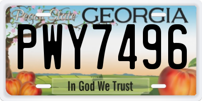 GA license plate PWY7496